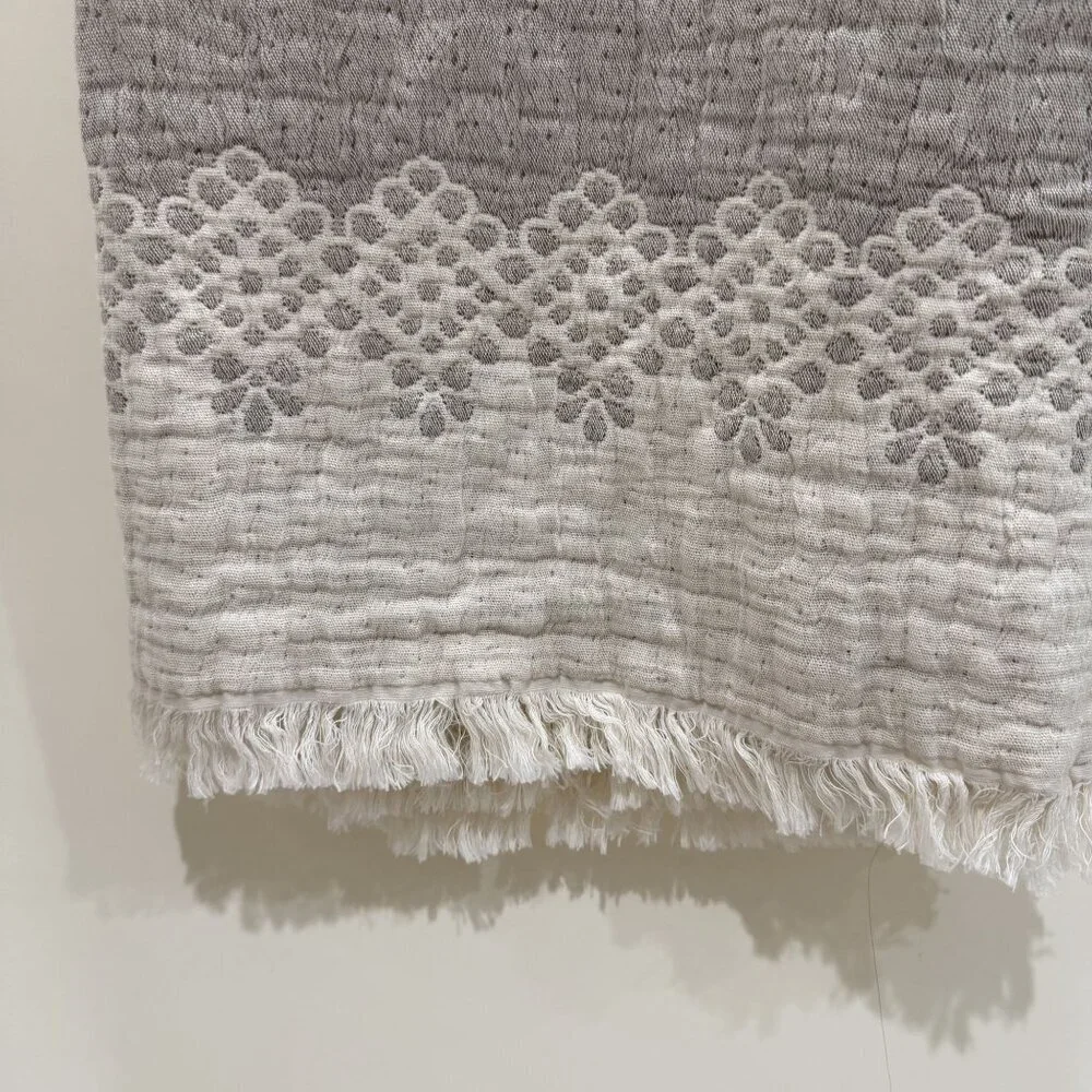 Piscatexil Staggered Drops Throw Blanket Neutral Gray/Creme